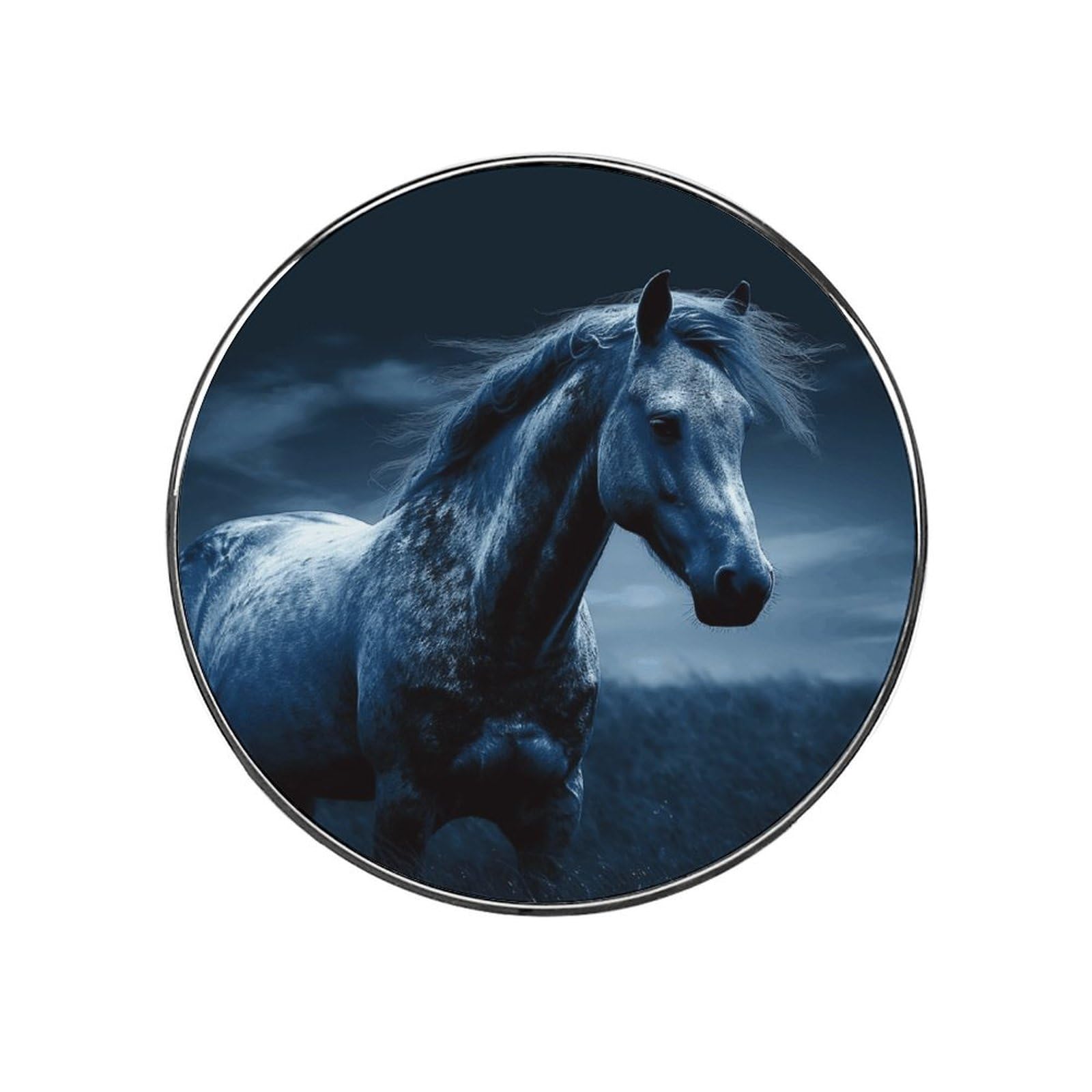 Refrigerator Magnet Blue Horse Printing Fridge Magnet Alloy Material,Fun Personalized Refrigerator Sticker Round Decorative Magnet for Whiteboard Kitchen Locker