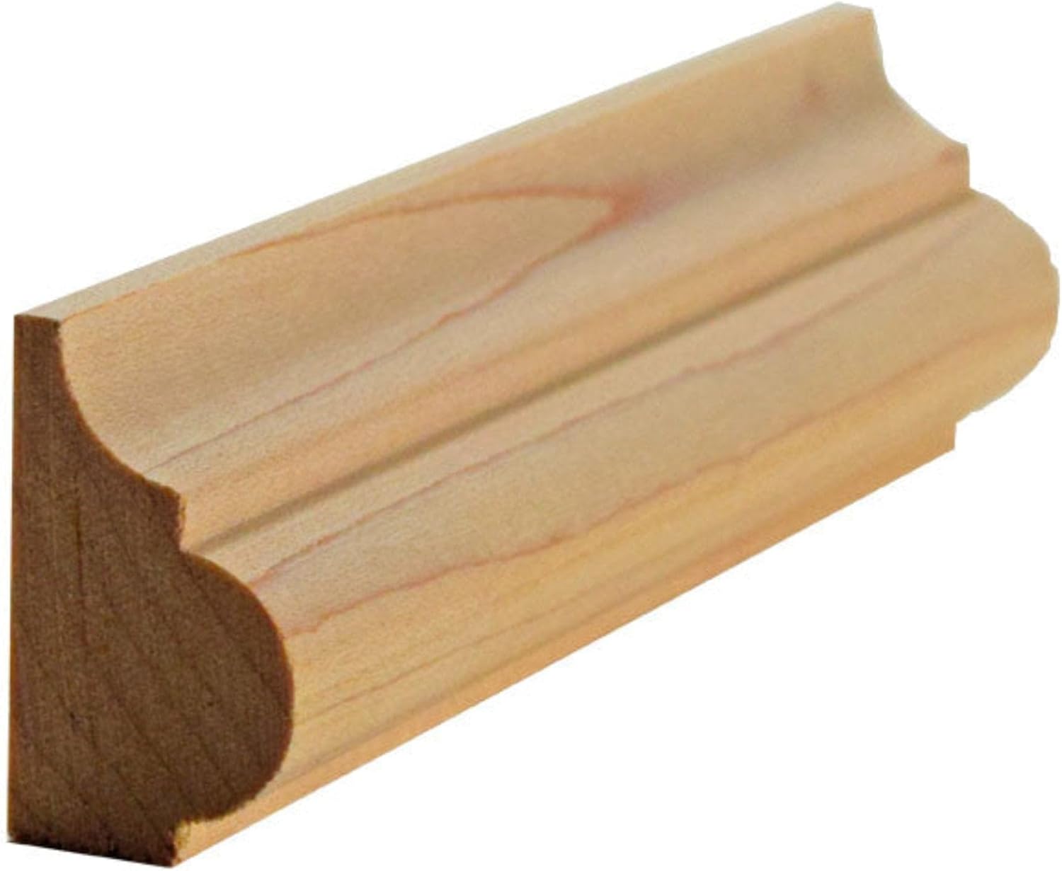 EWBC27 Nose and Cove 1-1/4" Tall x 3/4" Base Cap Moulding. Unfinished, Red Oak, 94"
