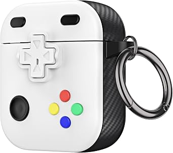 Case Compatible with AirPods 2/1 with Lock, Cute Classic Game Player Design Soft TPU and Hard PC Full Protective Cover with Keychain for Kids