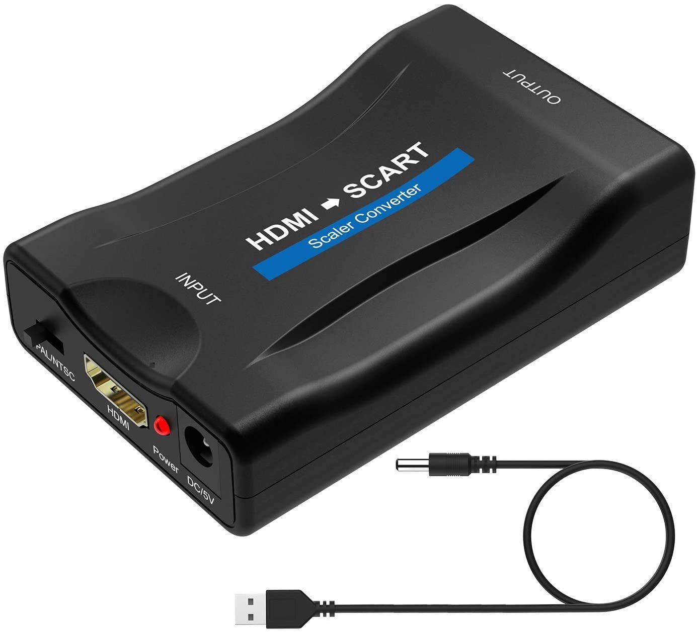 HDMI to SCART Converter Adaptor, Convert Digital 1080P HDMI Video and Audio Signal to Analog SCART CVBS Signal, Support PAL/NTSC Formats