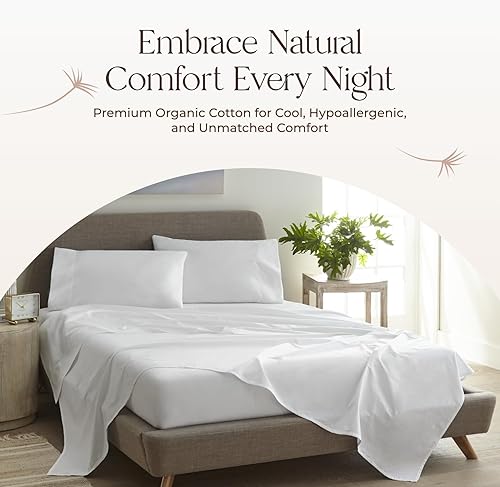 Miniatura 8 de Juego de 4 piezas de sábanas de percal de algodón con certificación GOTS, 100 % algodón orgánico, con certificación GOTS, perfectas para personas