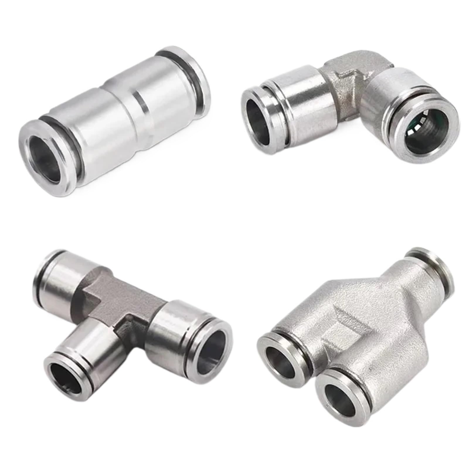 Unión neumática de acero inoxidable 304 PE-4 con tecnología de empuje rápido