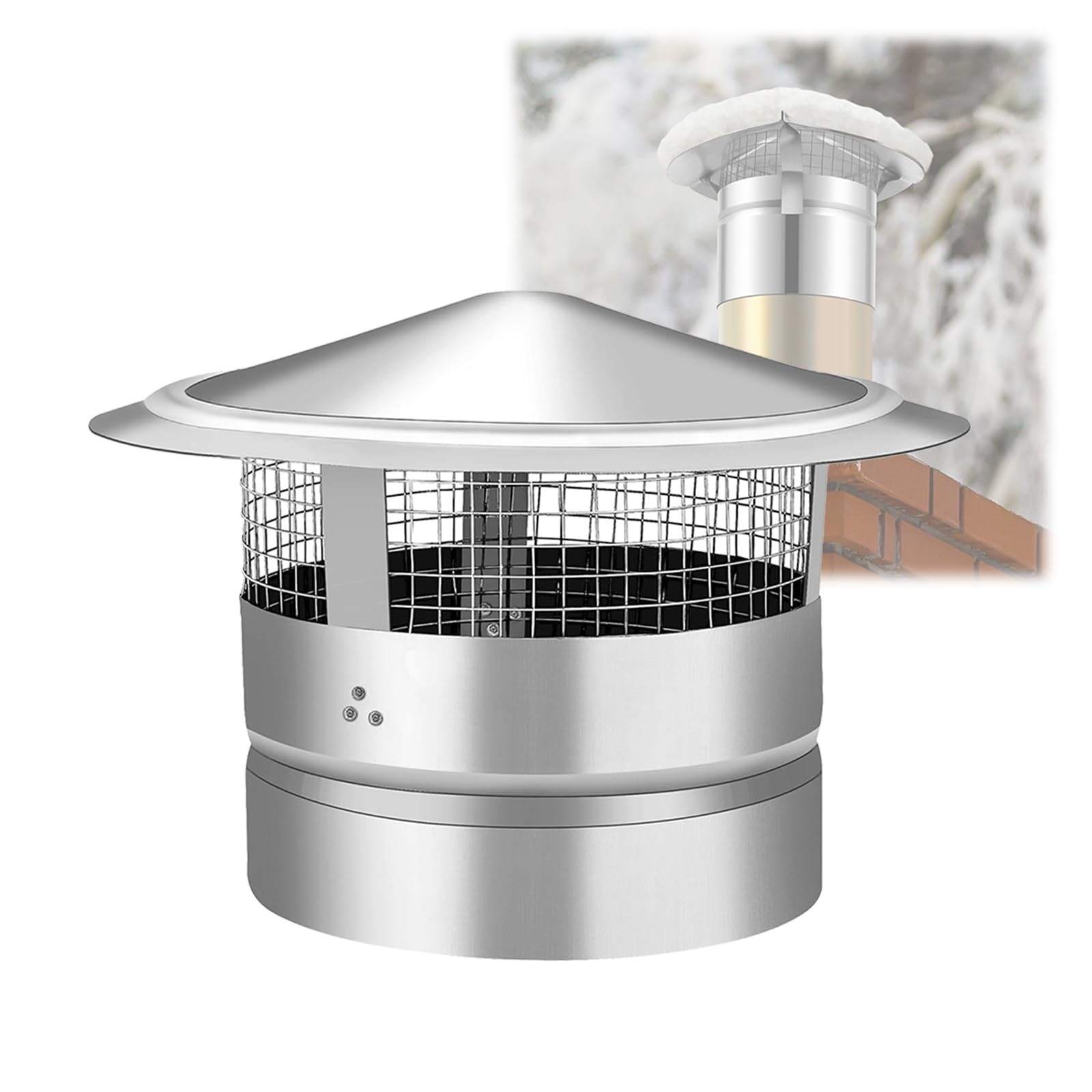 Chapeau de cheminée conique 10 cm de toit anti-pluie avec grille