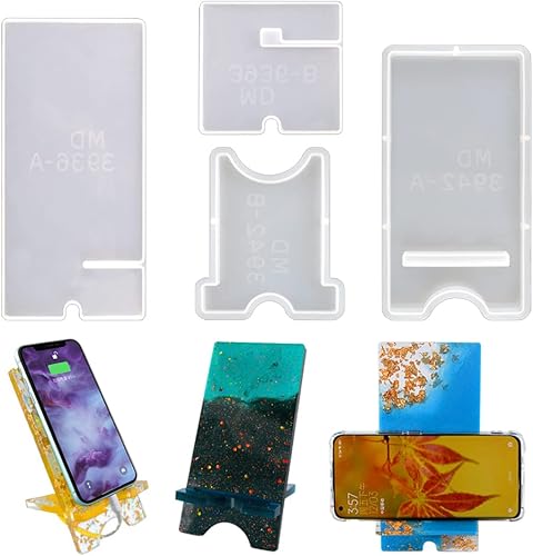 Molde de resina de silicona para soporte de teléfono móvil, soporte para teléfono celular, moldes de resina epoxi para manualidades, soporte de