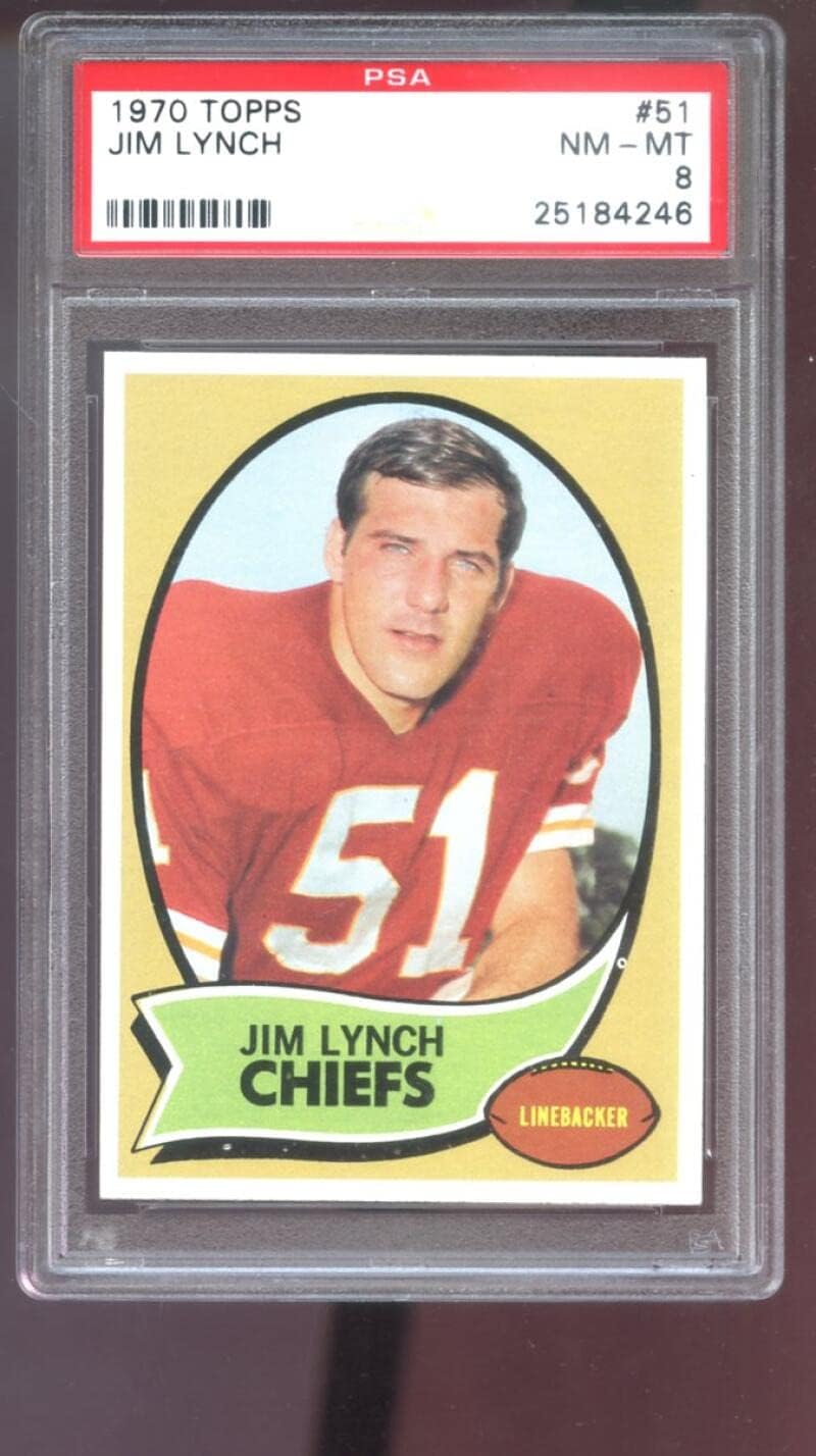 1970 Topps #51 Jim Lynch PSA 8 Graded Football Card NFL Kansas City Chiefs