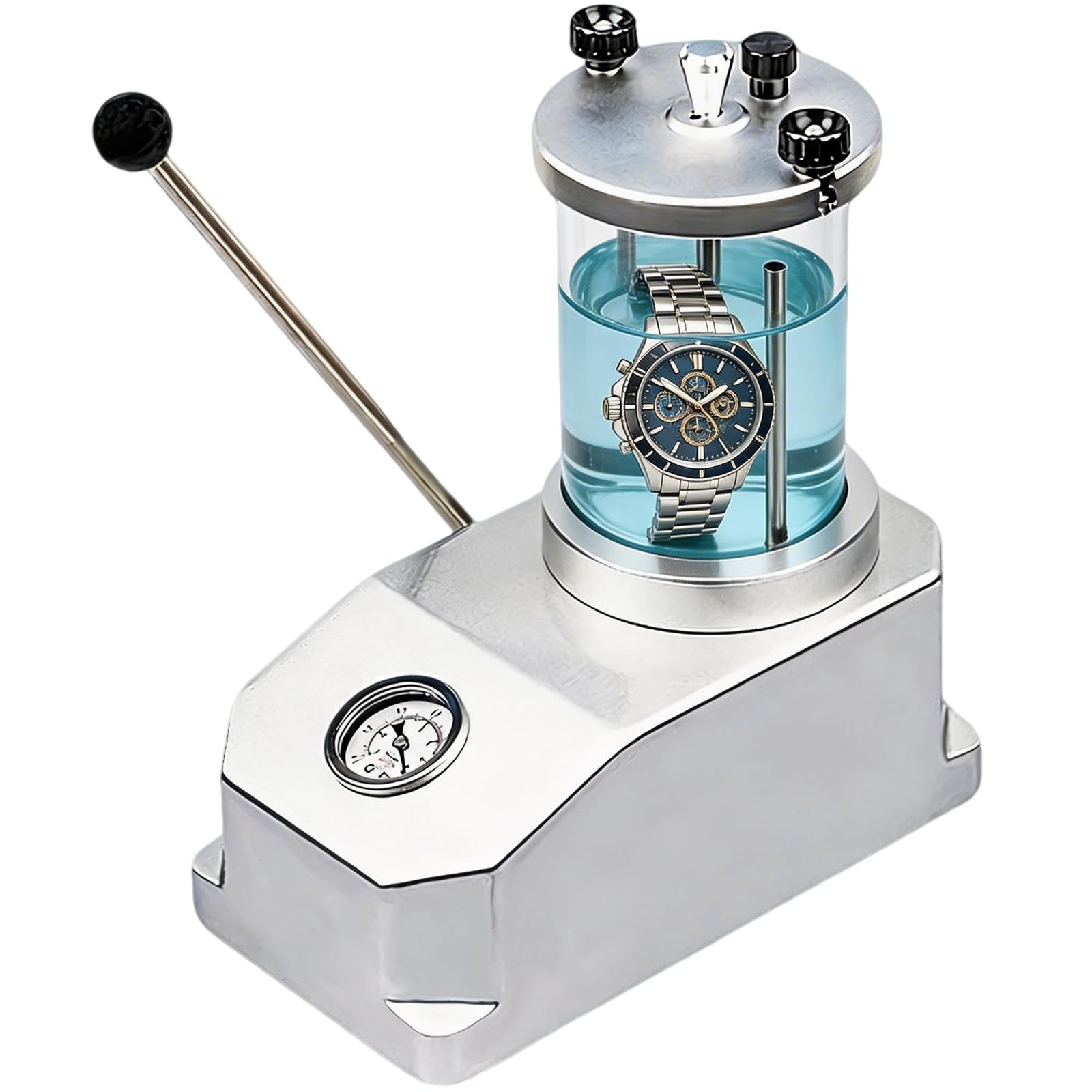 Probador De Resistencia Al Agua Para Relojes, Comprobador De PresióN SubacuáTico Para 2 Relojes Para Relojeros Y Reparadores Rango De Prueba PresióN Aire 0,3 A 0,6 Mpa Caja De Reloj Transparente