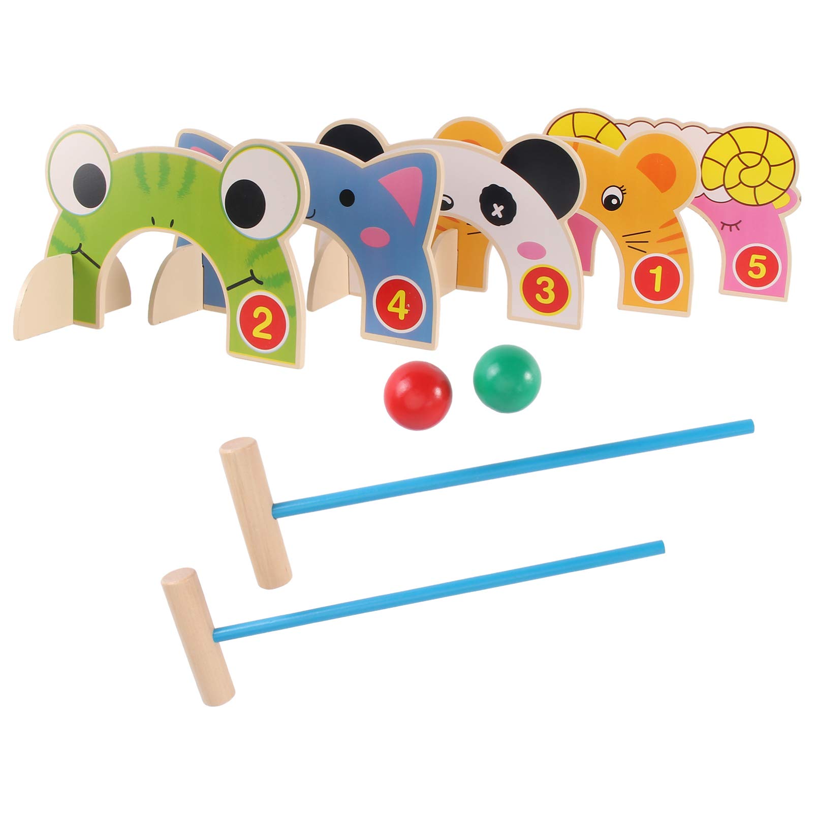 Children Kid Croquet Set Croquet Set Jungle Animal Croquet Game Set Classic Outdoor Lawn and Party Game Parent- Child Interactive Toy for Kids 2 Player Children s Croquet Toy Sets Wooden Croquet Toy