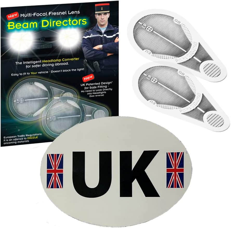Family Motoring & Leisure Headlamp Adaptors Headlight Beam Deflectors Fresnel Lens + UK Sticker