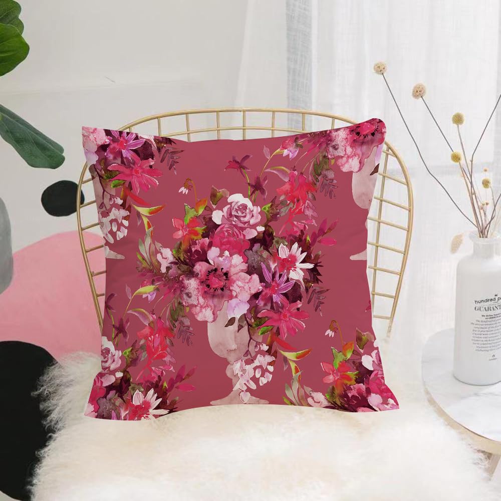 Hyosxw Opulent Watercolor Bouquet Of Roses And Vari - A10 Cushion Cover,Throw Pillow Case Home Decorative For Living Room Bedroom Sofa Chair 18X18 Inch,Opulent Watercolor Bouquet Of Roses And Various Garden Flowers In A Vase. Seaml,Pillowcase 45X45cm