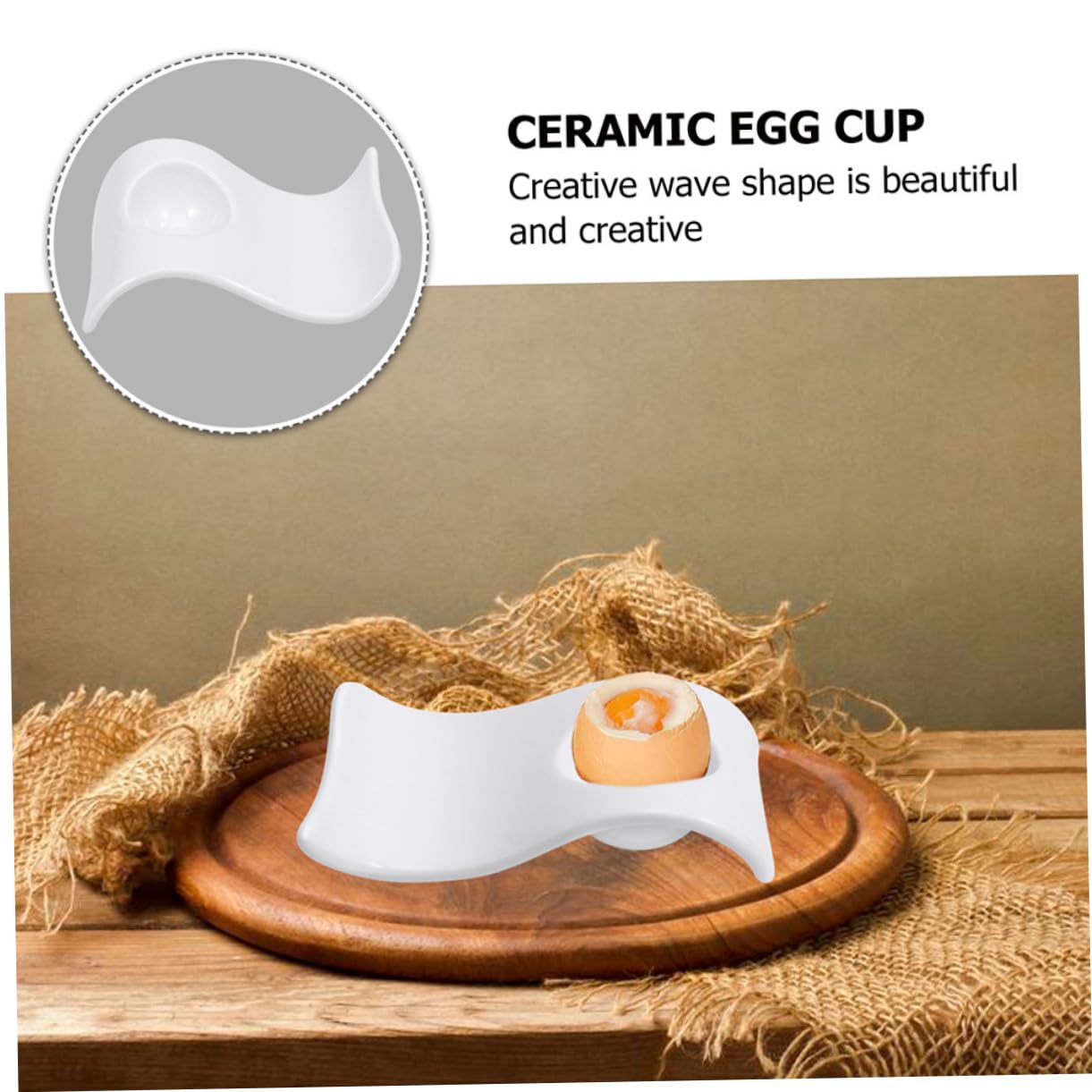 VANZACK Lot De 6 Porte-œufs Ondulés en Céramique Blanche, Coquetiers Légers Et Pratiques, pour Table à Manger, Support Sécurisé pour Petit-déjeuner, Plateau Porte-œufs Réutilisable