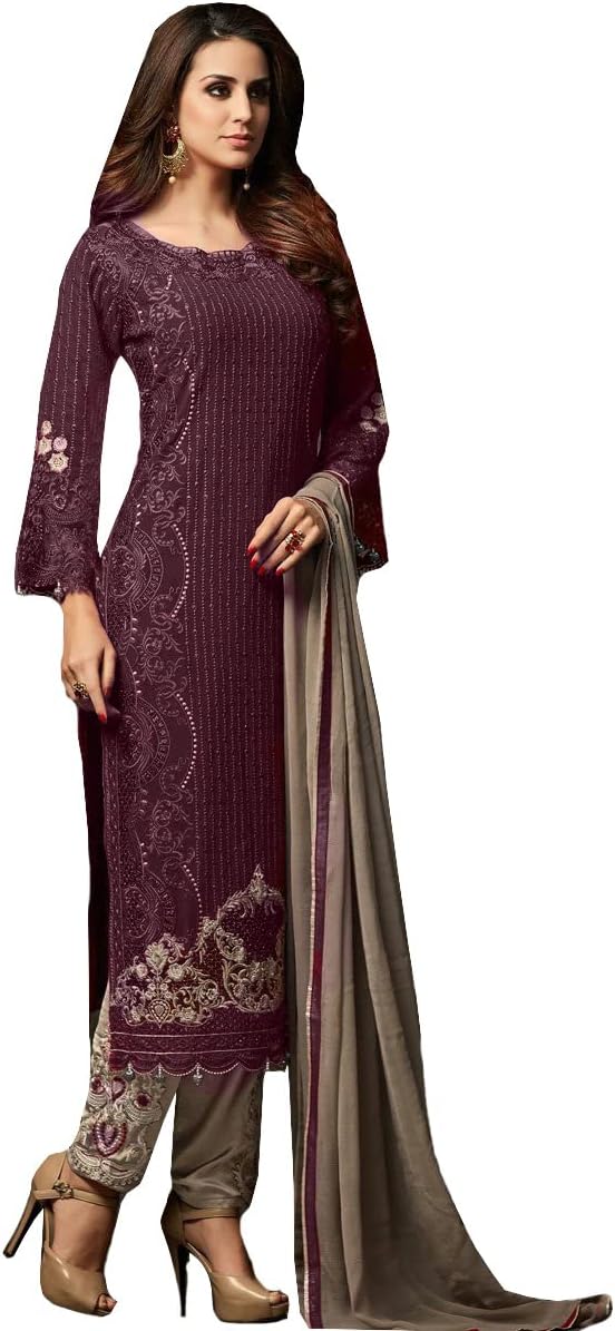 women's ready to wear georgette embroidered straight style salwar kameez 42001