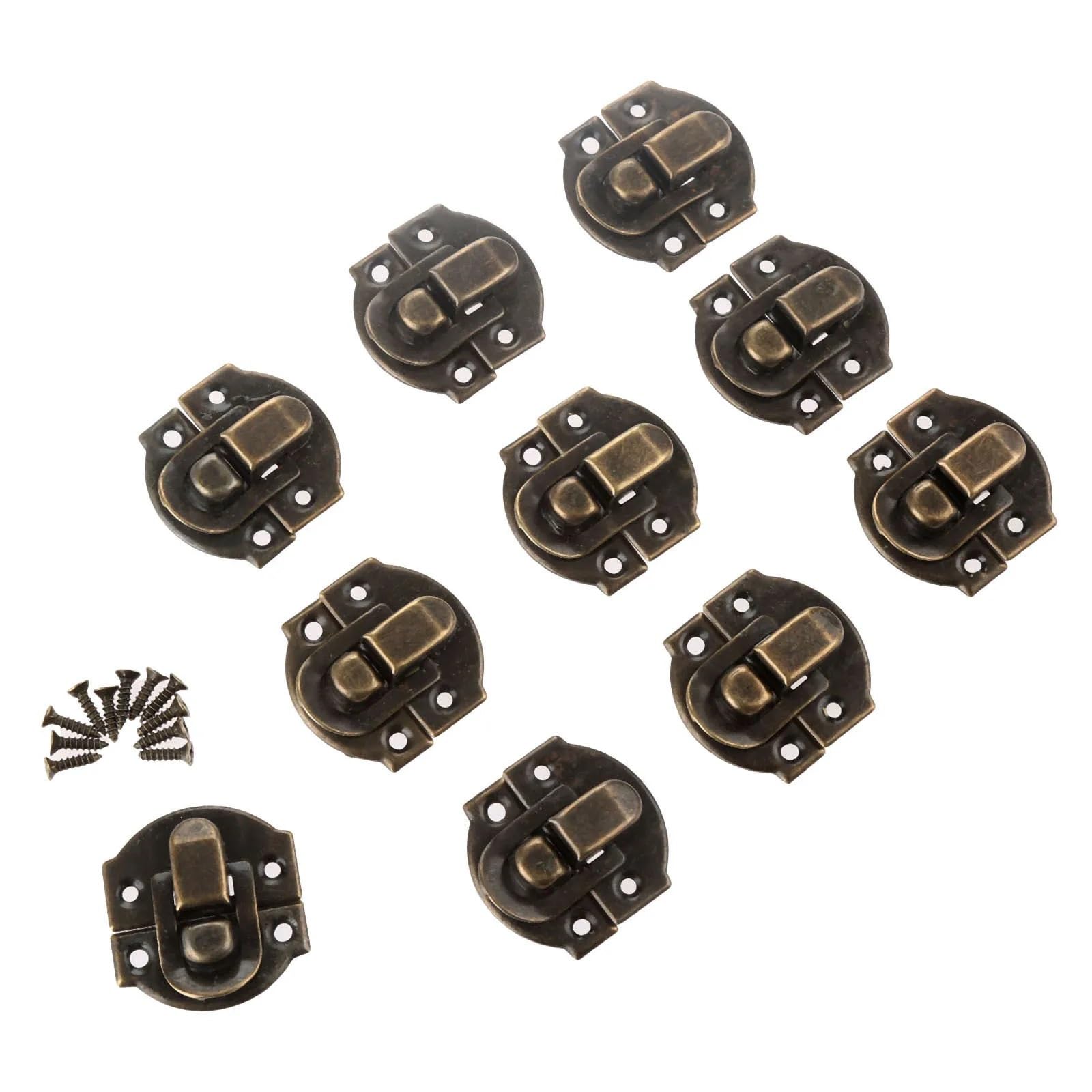 Zwcshuu Brozen 20Pcs Padlock Latch 20Pcs Antique Jewelry Chest Box Hasps Lock Catch Latches With Screws Suitcase Buckle Clip Clasp Vintage Hardware 27 * 29Mm(Brozen 20Pcs)