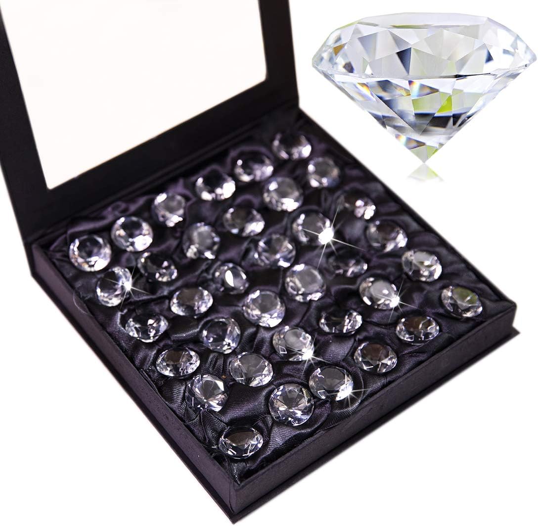 20mm (0.8in) Crystal Diamond Collectible Figurines Home Decor, Glass Christmas Ornaments,Wedding Table Decoration, Glass Paperweight Pack of 36 (clear)