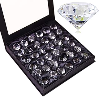 20mm (0.8in) Crystal Diamond Collectible Figurines Home Decor, Glass Christmas Ornaments,Wedding Table Decoration, Glass Paperweight Pack of 36 (clear)