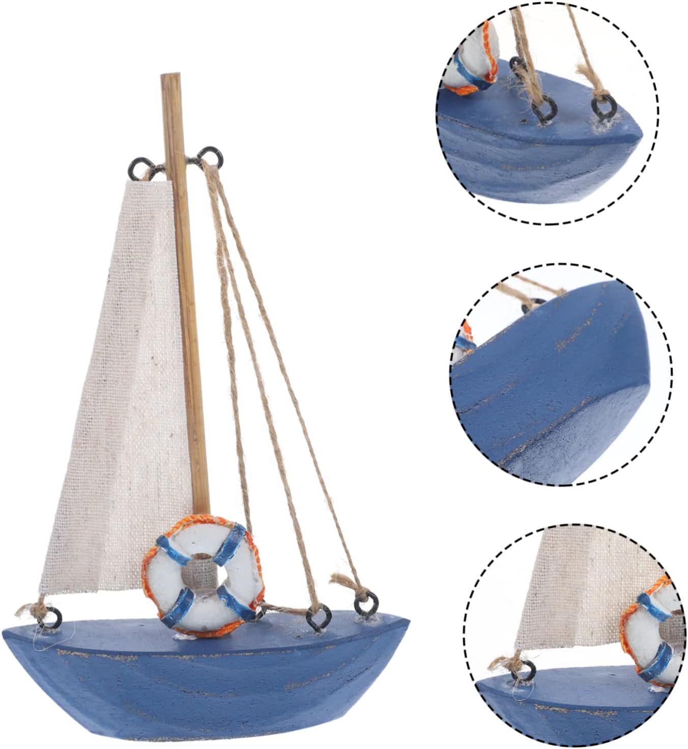 Gadpiparty Mediterranean Style Wooden Sailboat Model Decor Retro Nautical Sailing Boat Ornament with Realistic Craftsmanship Lightweight and Interior Decoration Finish for Spaces