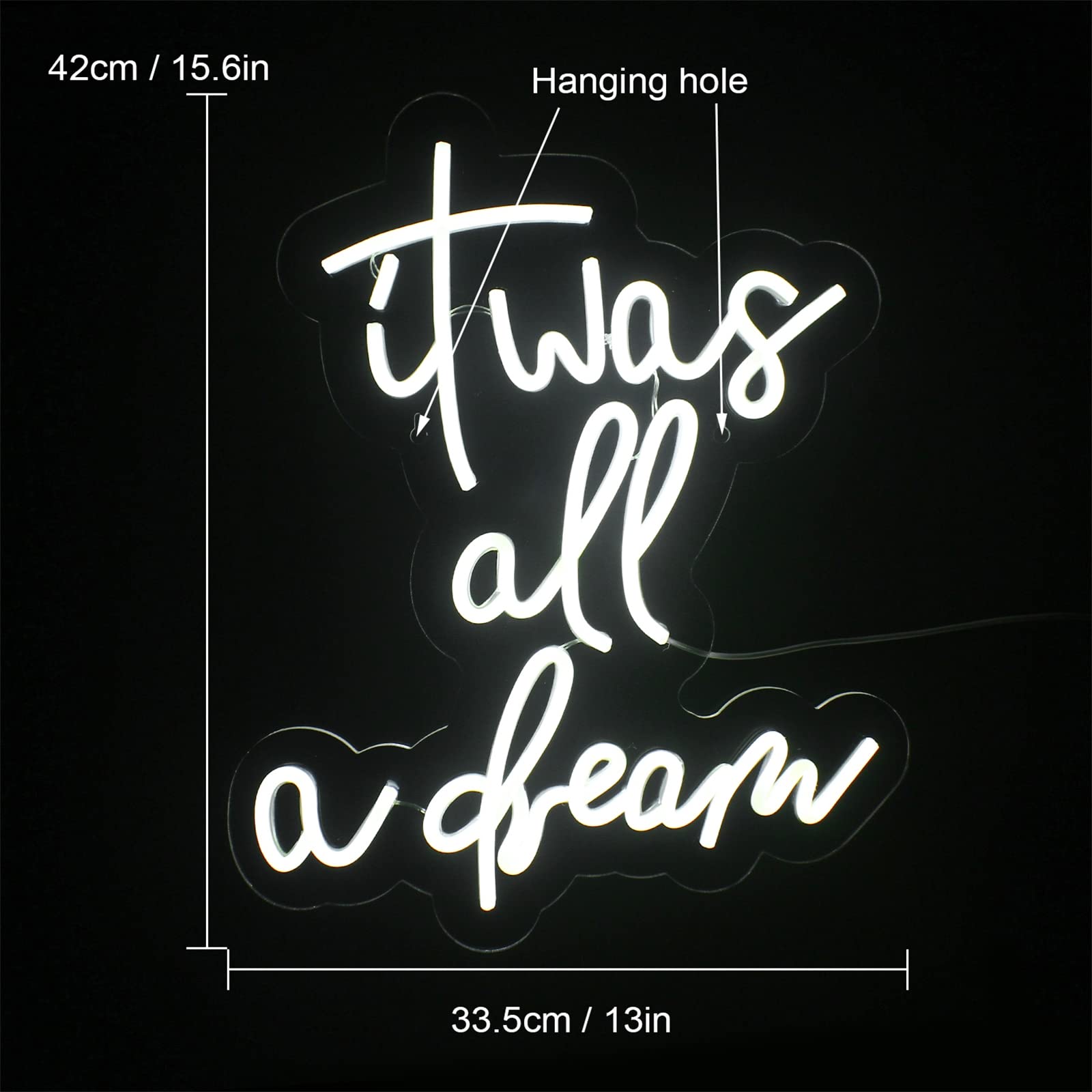 It Was all a Dream Insegne al Neon, Luci al Neon LED USB per Bar Camera da Letto Party Club Decor, Insegna Luminosa Appesa a Parete, 42X33 cm,Rosa