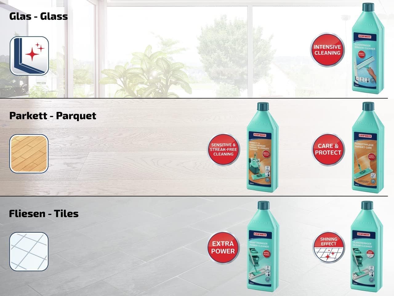 Leifheit Parquet Cleaner, Laminate Cleaner, 1 l, Cleaning, Bottle, 41415