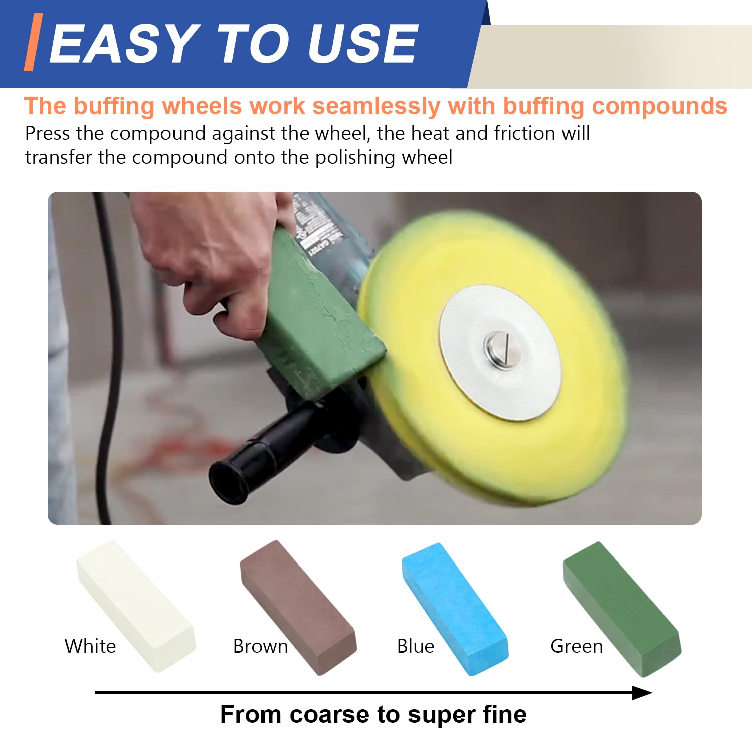 16ply Aluminum Buffing Wheels Kit 8pcs, 8in Airway Forged Wheels Buffing Polishing for 5/8" Arbor Angle Grinder, with Polishing Compound 4pcs, for Metal Rim Rig Aluminum Brass Rust Removal