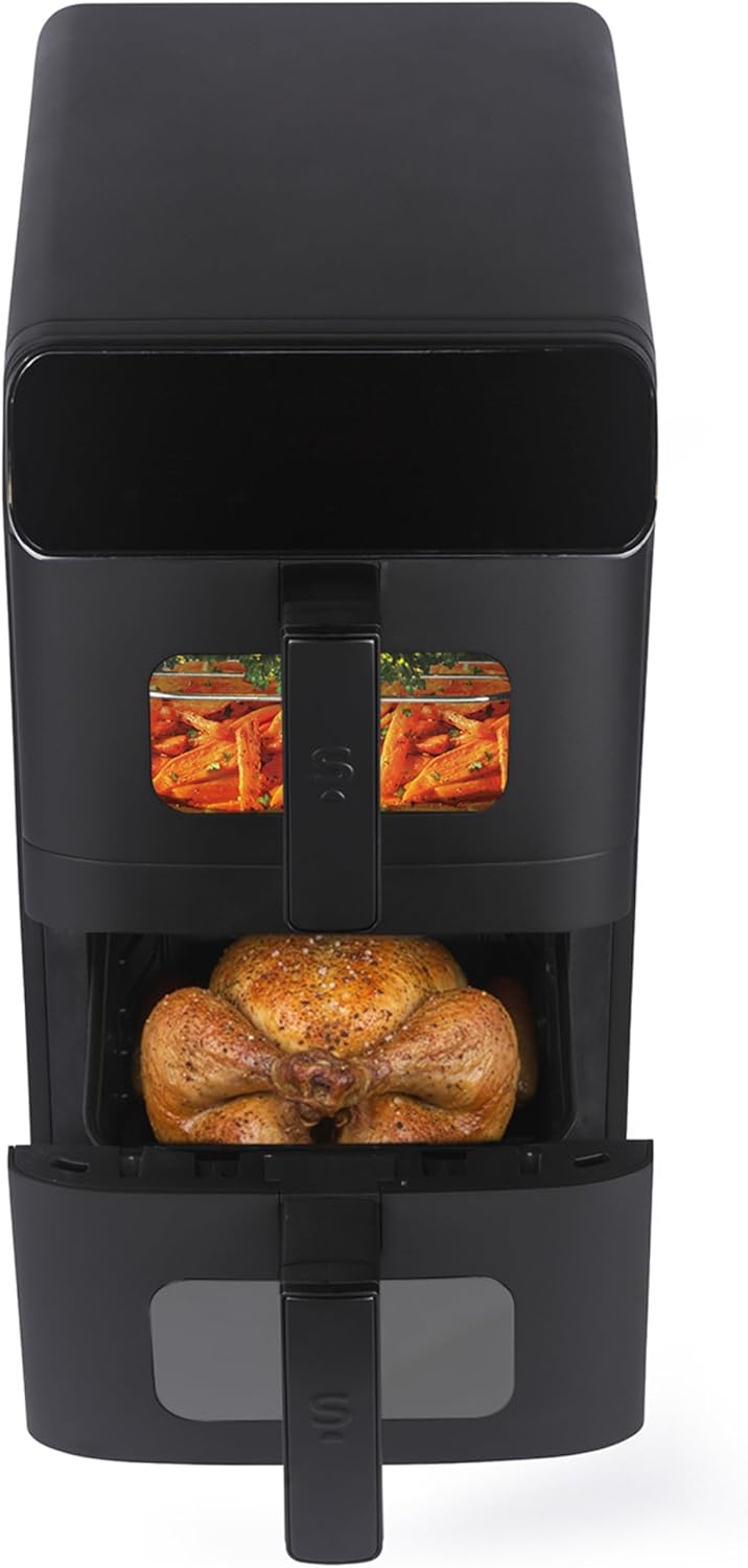 Salter VertiCook Ultra View 9L Dual Drawer Air Fryer – 2400W Vertical Space-Saving Design, Viewing Windows, Multi-Layer Cooking, Digital Touch Display, PFAS-Free Non-Stick Baskets, 9 Presets