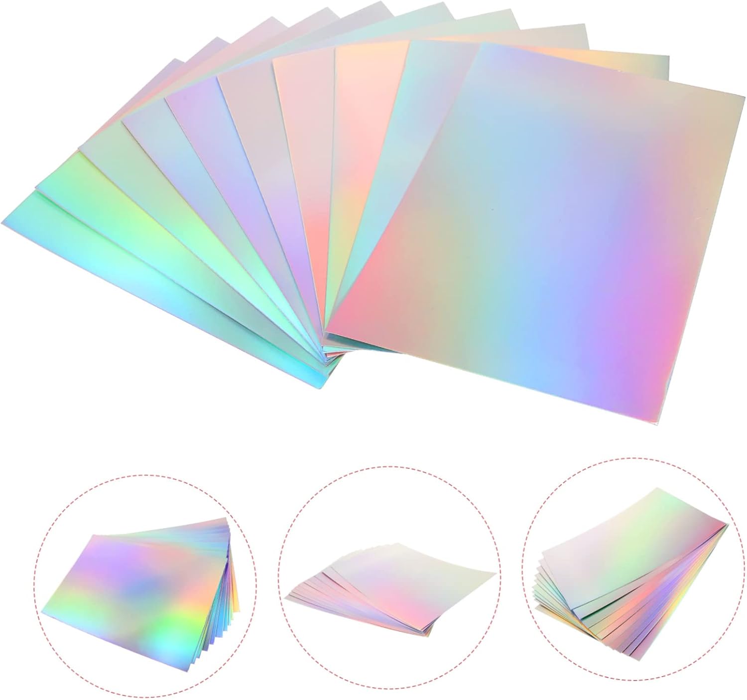 50pcs Holographic Decorative Folding Paper for Diy Crafts Single-sided Paper for Boys and Girls Scrapbooking and Art Projects