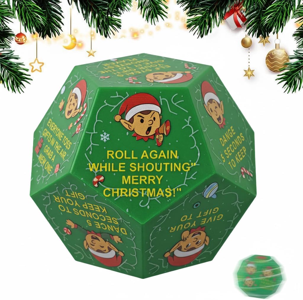 Santa Swap Gift Exchange Dice,3*3in Exchange Gifts Family Game,Christmas Hilarious Stocking Stuffers Gift Exchange Dice Games for Boys and Girls,Gifts for Xmas, Party and Family Night,Holiday (Green)