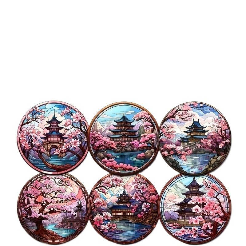 Dessous de verre bois Mont Fuji lot de 12 pour tasses et verres