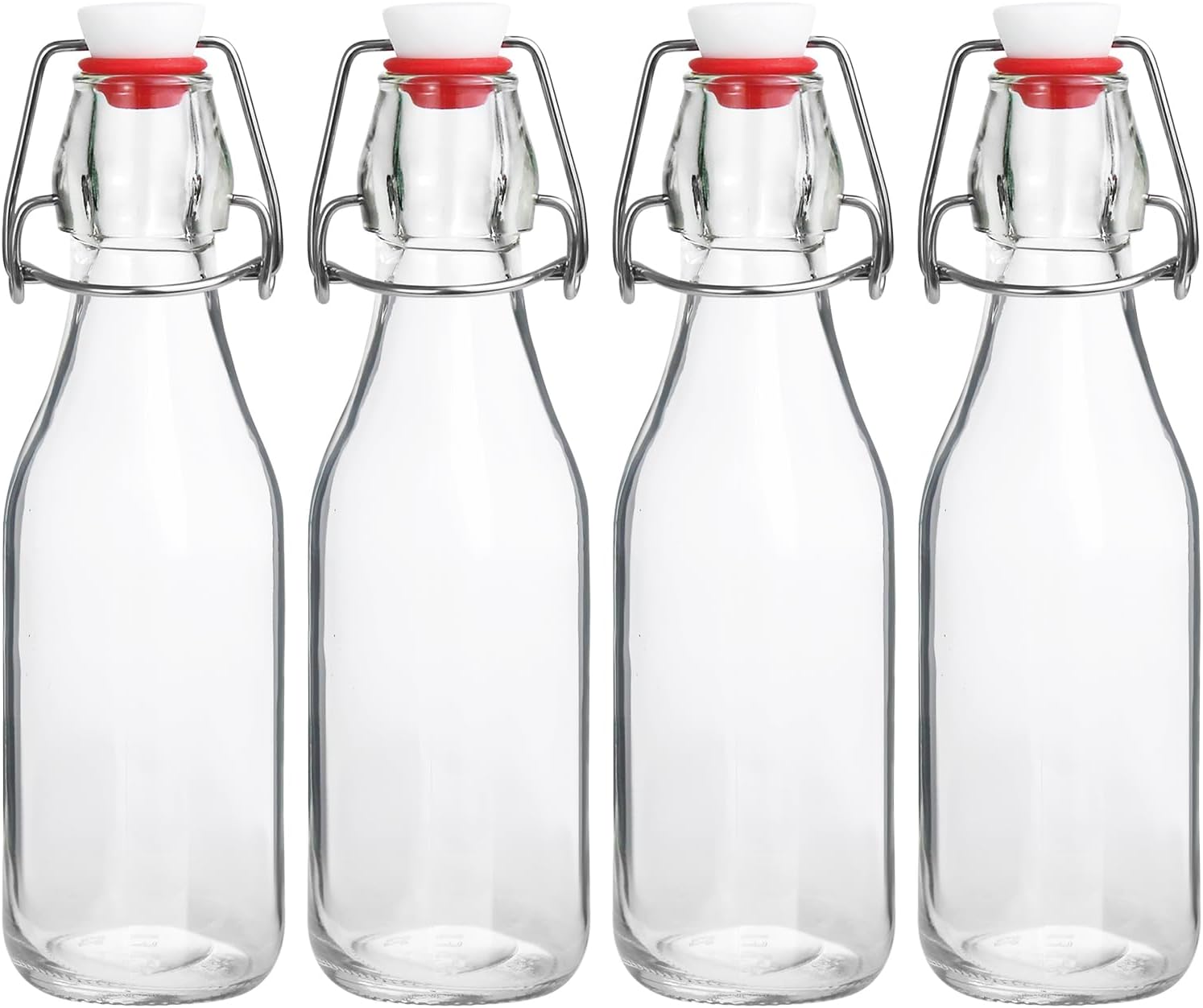 JOBVERT Swing Top Glass Bottles 8.5oz 4 Pack - Airtight Flip Top for Kombucha, Beer, Cold Brew & Fermentation