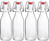 JOBVERT Swing Top Glass Bottles 8.5oz 4 Pack - Airtight Flip Top for Kombucha, Beer, Cold Brew & Fermentation