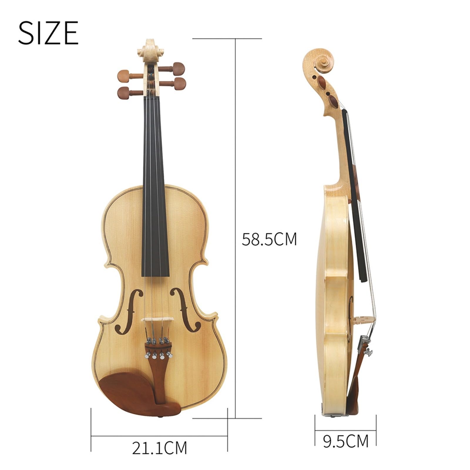 Violino 4/4 Fatto A Mano In Legno Massello Per Principianti Per Adulti Test Tigre(Violin)
