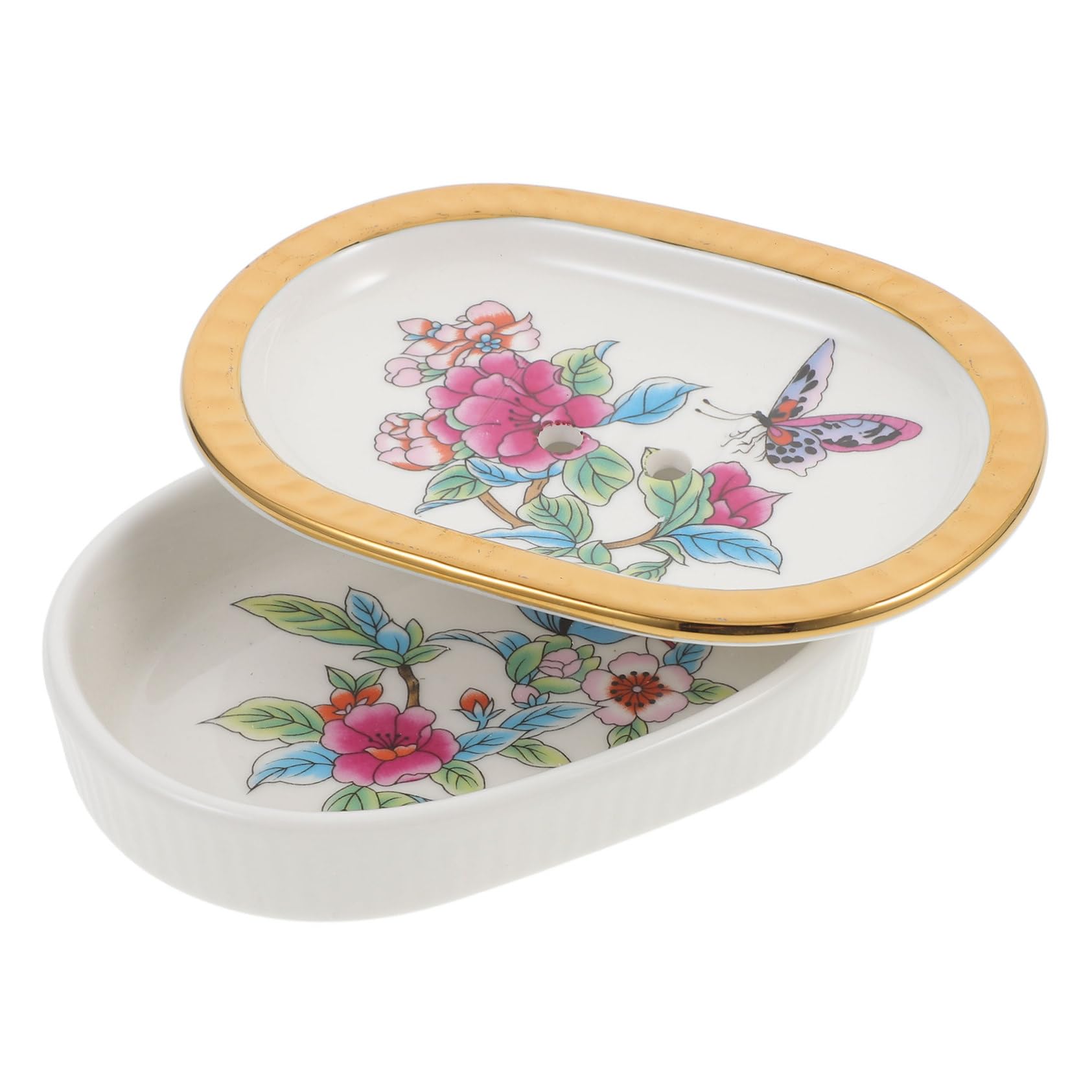 Amosfun 3 Piezas Jabonera de cerámica con Phnom jabonera autodrenante Decorativa autodrenante Drenaje cerámica Escurridor de jabón Bandeja Artículos para el hogar
