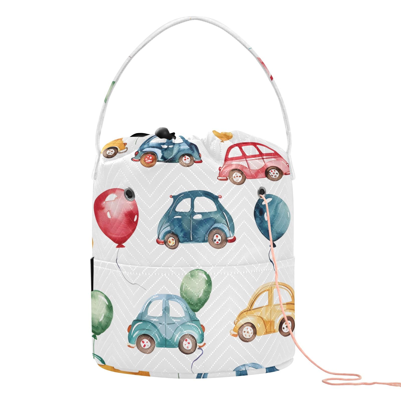 Yarn Storage Bag Small Crochet Bag Knitting Bag Organizer Cars Balloons Yarn Bags for Crocheting Basket