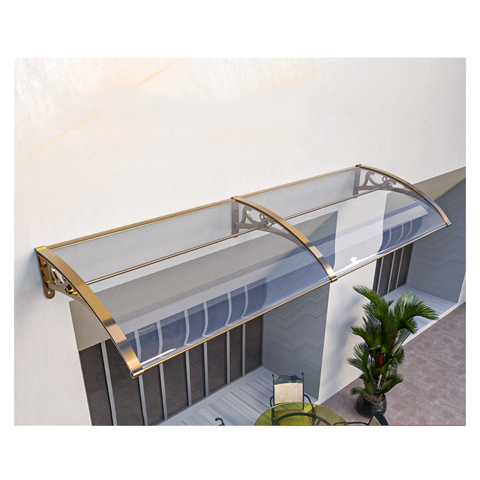 Marquise De Porte Extérieure En Aluminium Et Polycarbonate – Protection Pluie Et UV – Sur Mesure 60x170 Cm