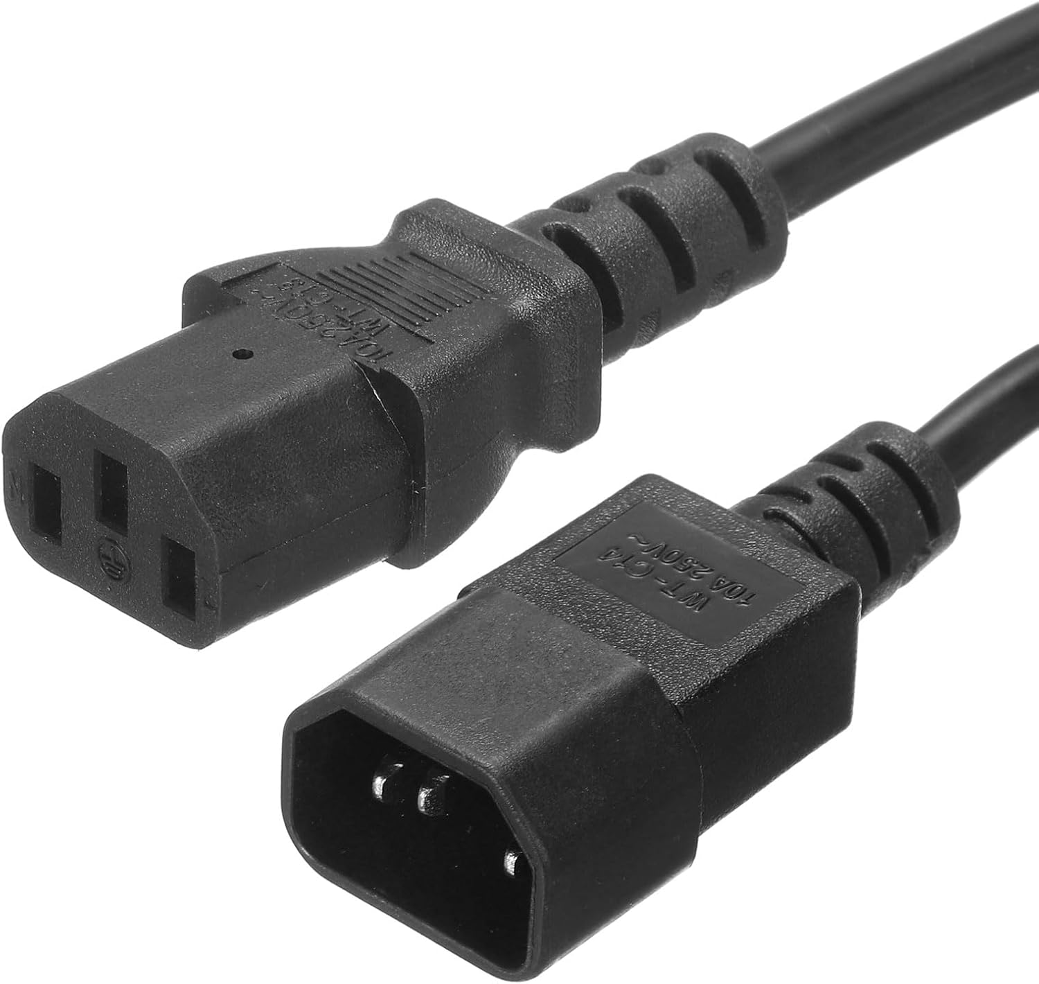 PATIKIL AC Power Cord 3 Prong C14 Male to C13 Female 1mm2 0.5m 1.6Ft 250V 10A PDU Cable for Laptop Electronics TV Computer Printer Radio Monitor
