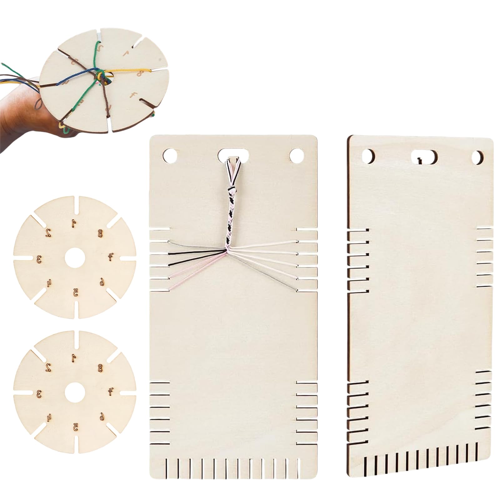 4Pcs Wood Braiding Discs Bracelets Weaving Plate Boards Multifunctional Beading Cord Discs for Braided Rope Crafting Round Weaving Disc for Bracelets