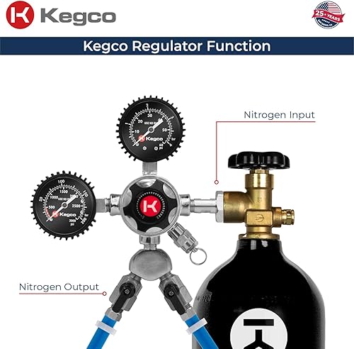 Miniatura 6 de Kegco Elite Series Dual Gauge Regulador de cerveza de barril de nitrógeno de dos productos, cromo