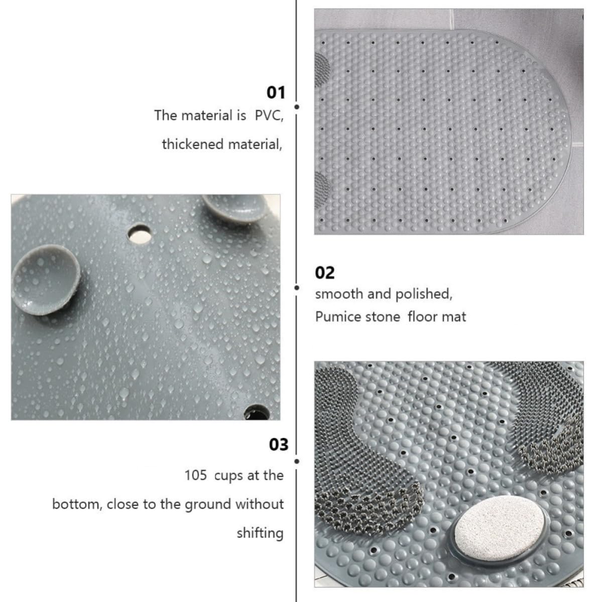 Tappetino Massaggiante Doccia Antiscivolo in Pvc 105 Ventose