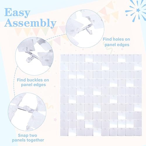 Miniatura 7 de Fondo de pared blanco brillante para decoración de fondo de pared para fiesta de cumpleaños, boda, aniversario, escenario, panel cuadrado de