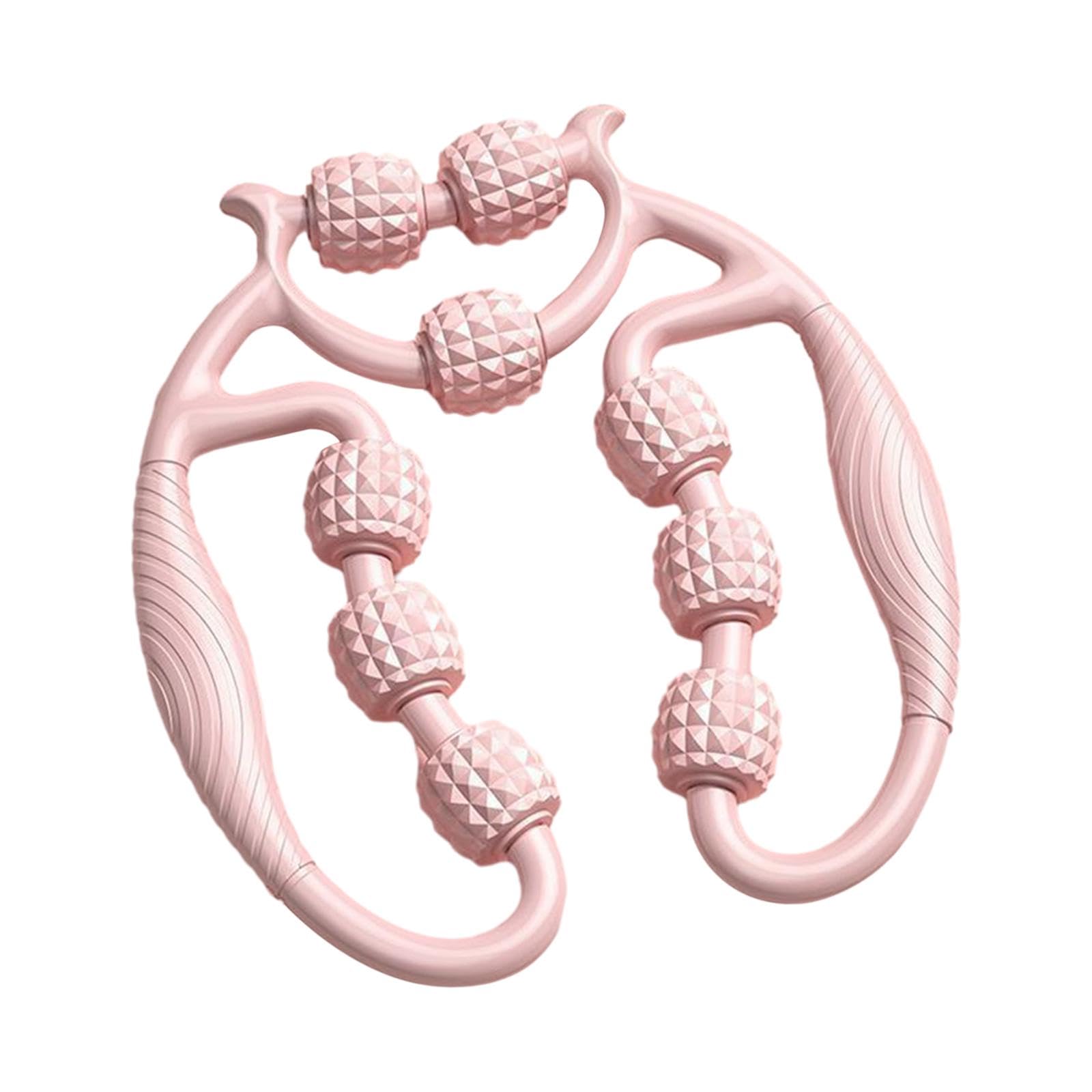 9 Wheels Muscle Roller Arm Leg Massager Leg Massager Multifunctional Circular Leg Clamp Clamp Leg Roller for Yoga Studio, Pink
