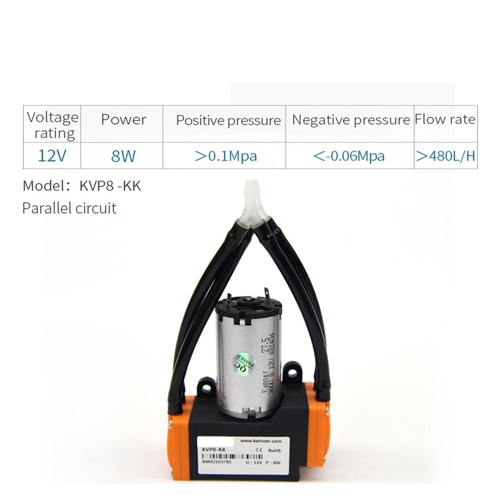 Mikroelektrische Membran-Mini-Luft-/Vakuumpumpe mit Bürstenmotor und Doppelkopf(KK)