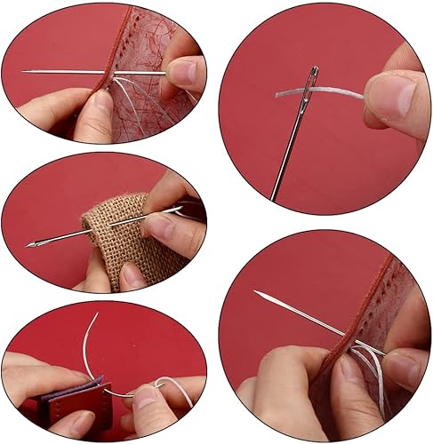 Miniatura 5 de Ftyiwu Hilo encerado, aguja de tapicería e hilo de 32 yardas con 7 agujas de coser a mano para tapicería del hogar, alfombra, lona, reparación,