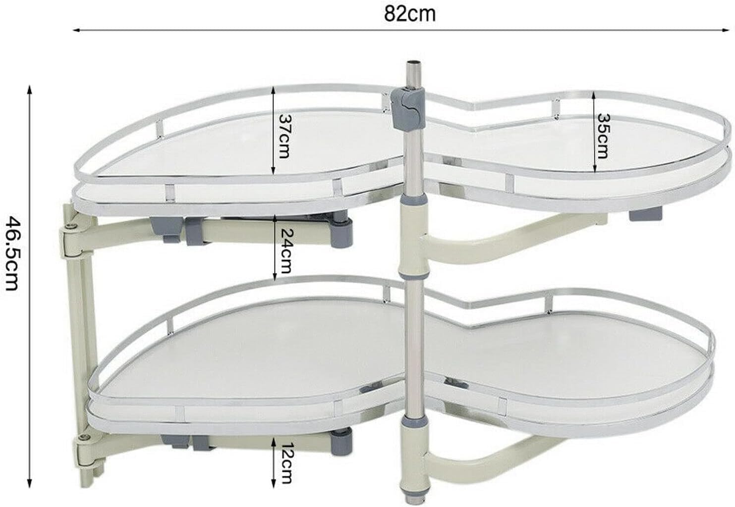 Organizzatore per mobiletto angolare cieco Girevole, organizzatore Estraibile per mobiletto angolare cieco da Cucina, Vassoio Girevole a 2 Livelli, per mobiletto da 20 * 34 * 16,5 Pollici, chiusu