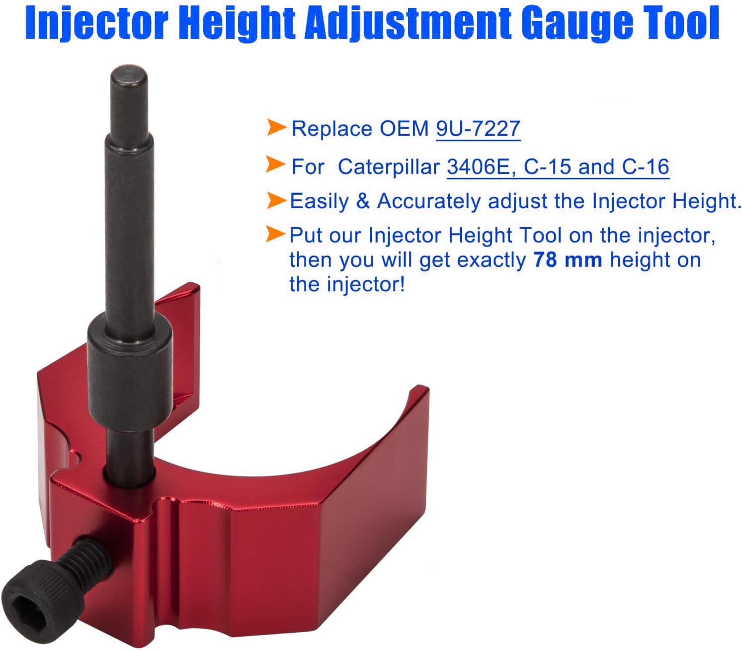 Unifizz 9U-7227 Injector Height Adjustment Gauge Tool & J-38587-A Engine Barring Socket for C-A-T Cater-pillar 3406E, C15, C16