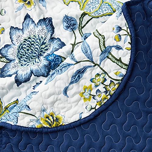 Waverly Maldives Modern Farmhouse Floral 3-Piece Quilt Set, King, Porcelain #TOP3