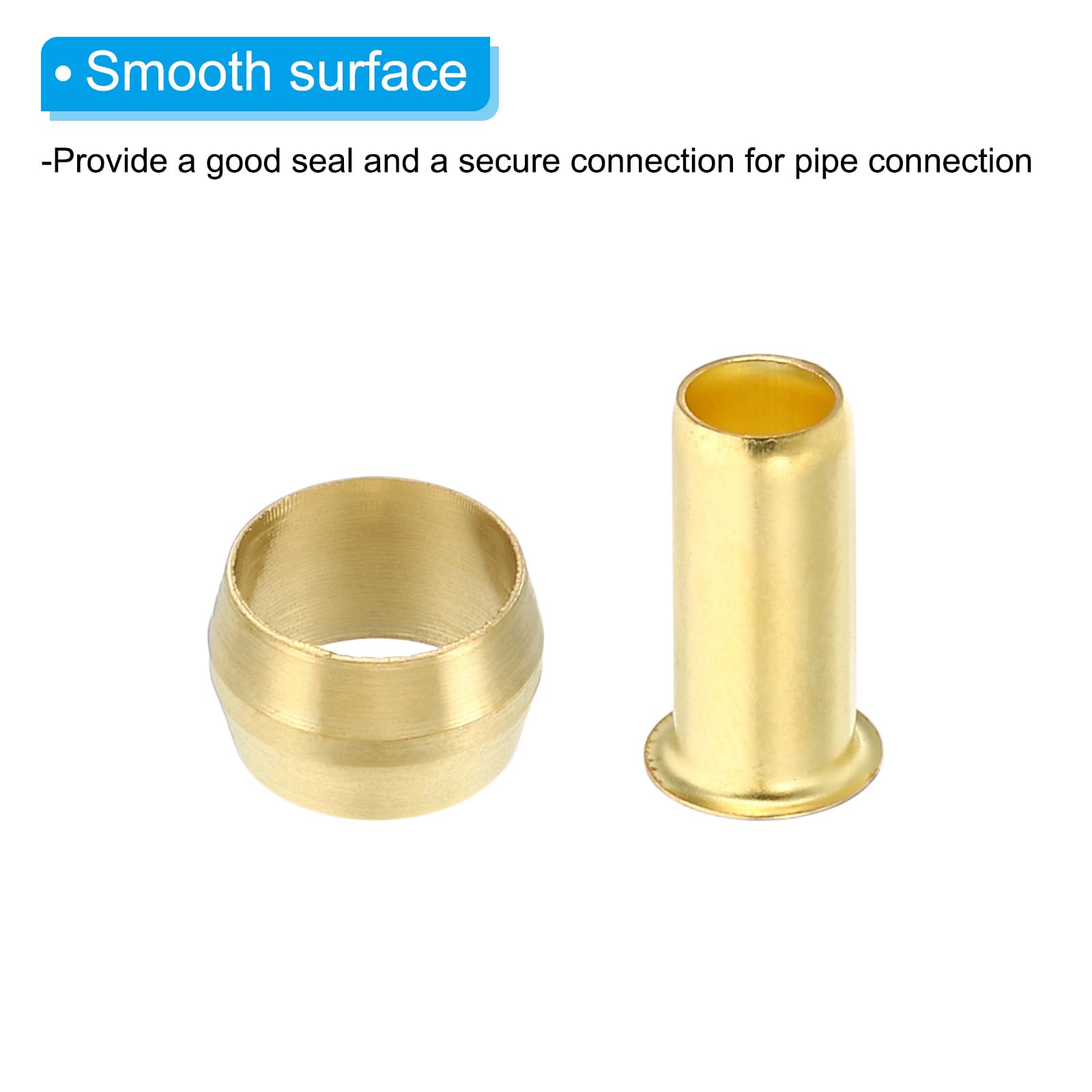 PATIKIL Messing Kompressionshülsen, 80 Stück 8mm ID x 8mm OD Schlauchrohr Messing Ferrule, Kompressions Einsatz Fitting Sortiment Kit für Luft Wasser Gasrohr