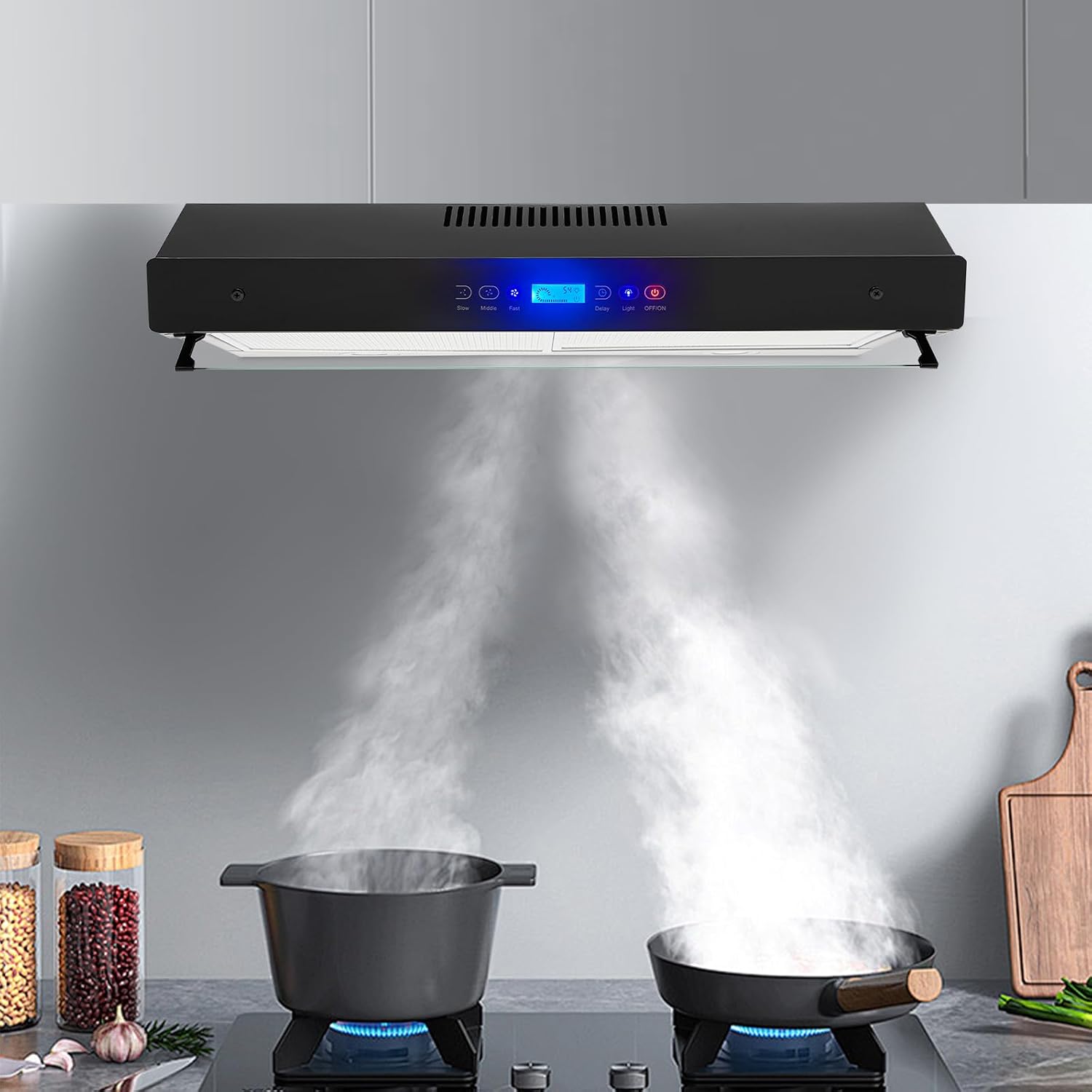 Range Hood 30 Inch - Under Cabinet Range Hood 30 Inch, Stainless Steel Kitchen Hood, Vent Hood 30 Inches, Stove Vent Hood for Kitchen, Kitchen Vent Hoods with Glass Smoke Flap