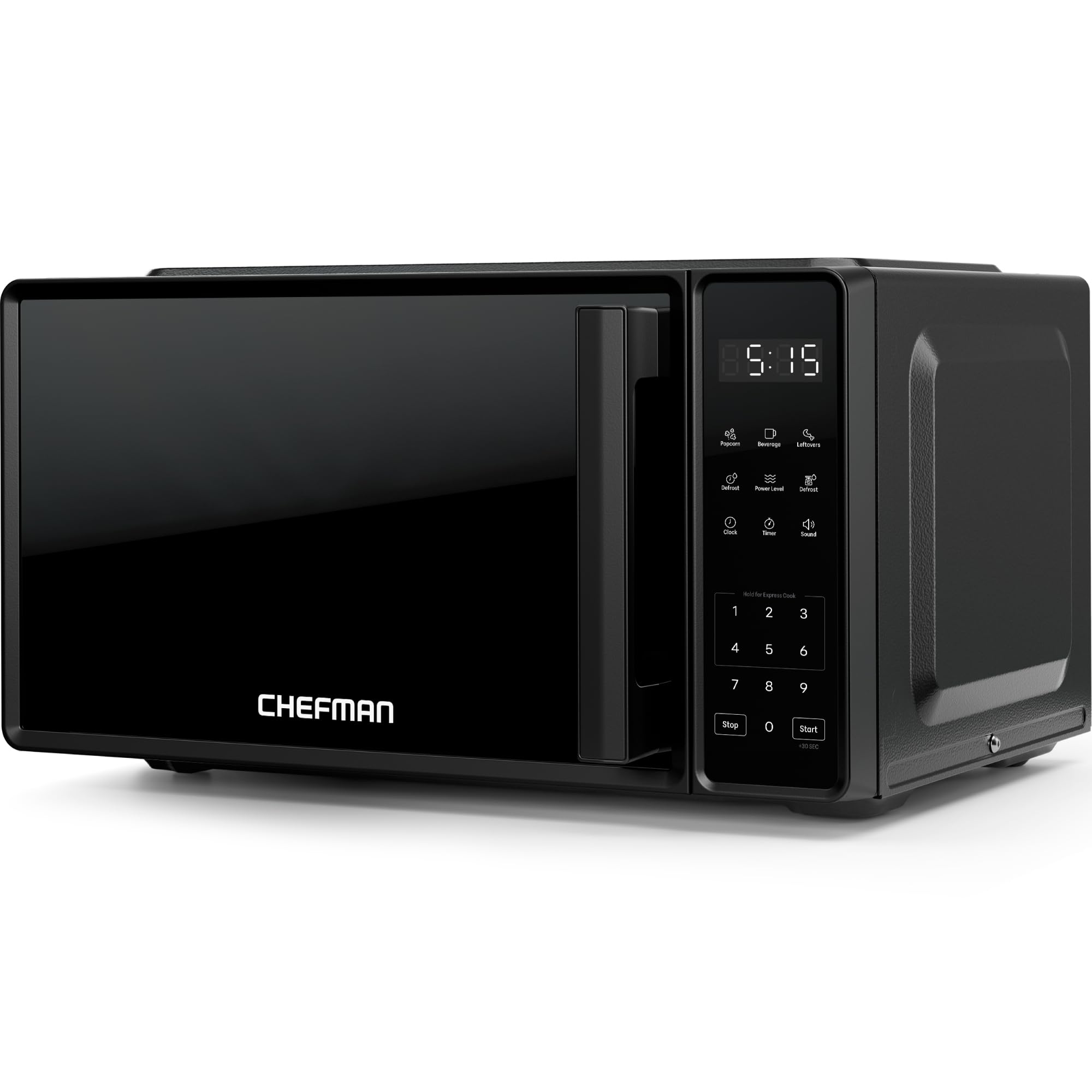 Chefman Tisch-Mikrowelle 20 l, 10 Leistungsstufen, 3 Kochprogramme, One-Touch-Express-Kochfunktion, Stummschalttaste – Schwarz