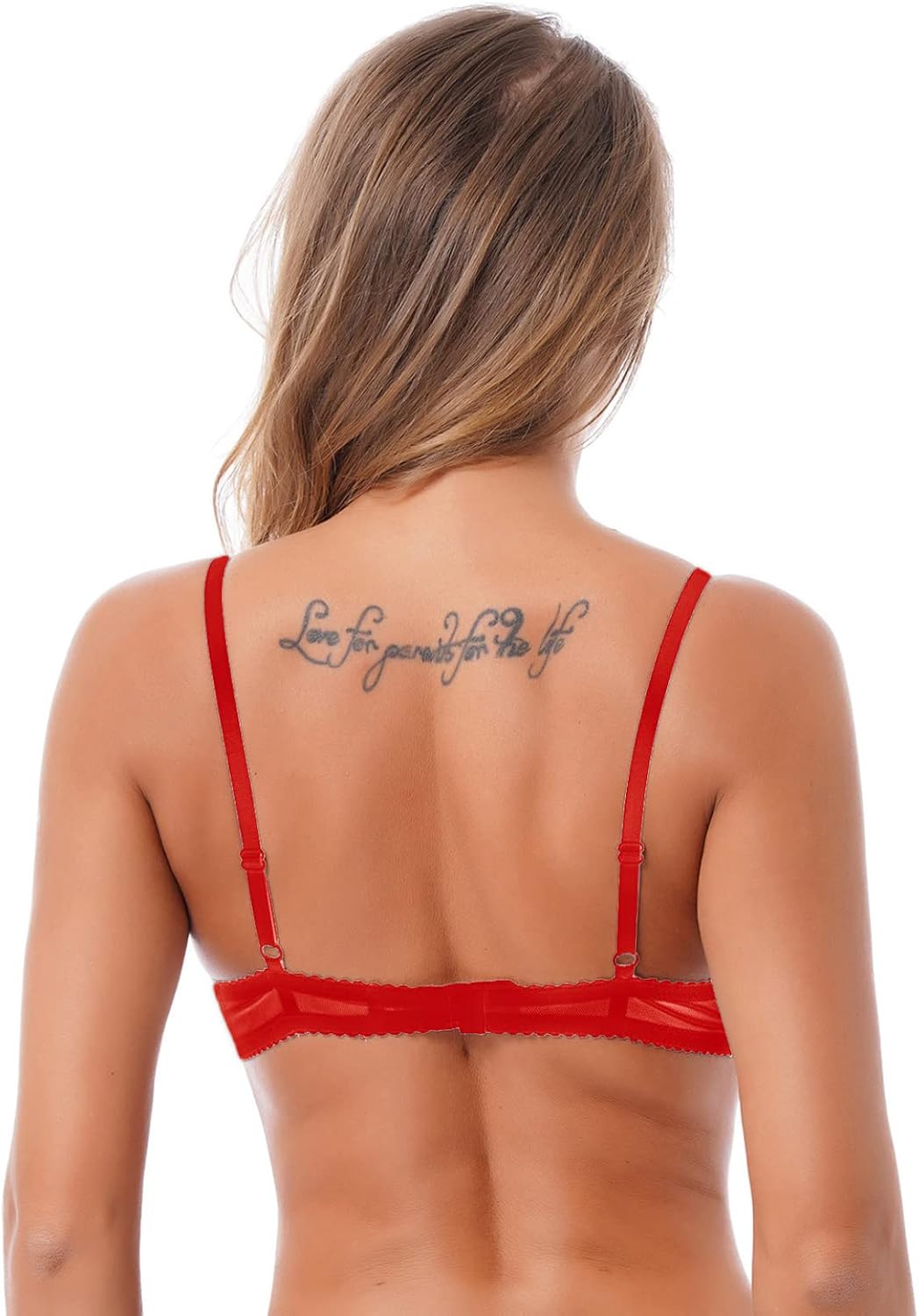 Shinsto Women's Sexy Lace Sheer Lingerie Bras 1/4 Cups Adjustable Underwired Push Up Shelf Bralette