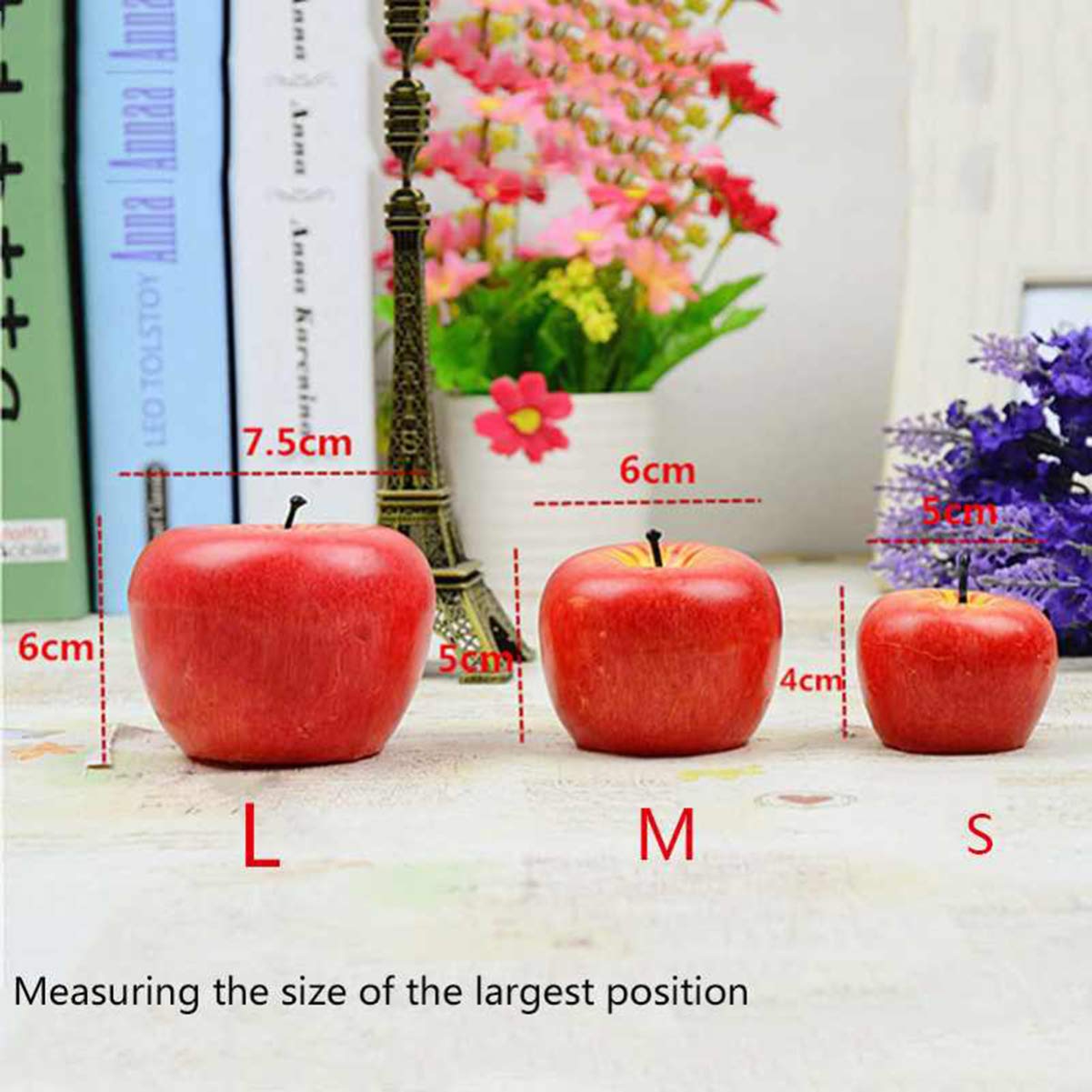 BRIGHTFUFU Medium Size Fruit Candles Simulation Apple Decor for Christmas Wedding Party Decorations