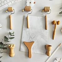 Vista 6 de Herramientas de masaje de madera – Masajeador de madera para esculpir el cuerpo Rodillo de ventosas faciales – Herramienta de masaje manual