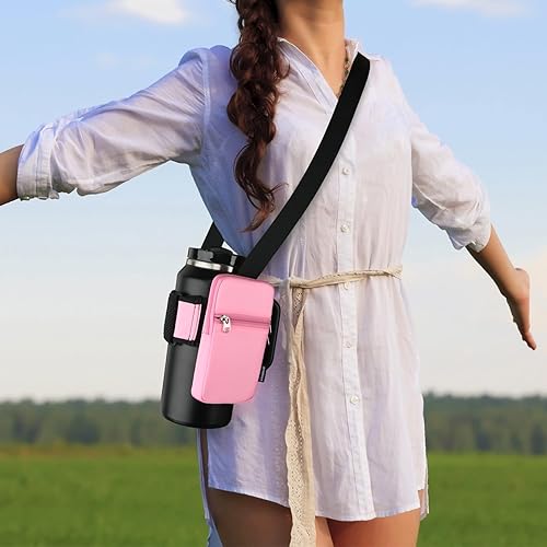 Miniatura 7 de Bolsa para botella de agua de gimnasio para vaso Stanley con asa, funda universal para botella de agua con correa y bolsillo, compatible con una